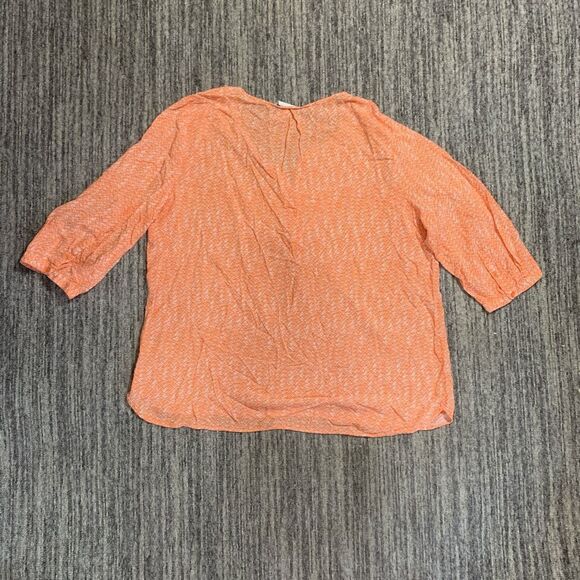 Stylus Women's XL‎ Orange White 3/4 Sleeve Blouse Top Casual V Neck Lightweight - Picture 5 of 5
